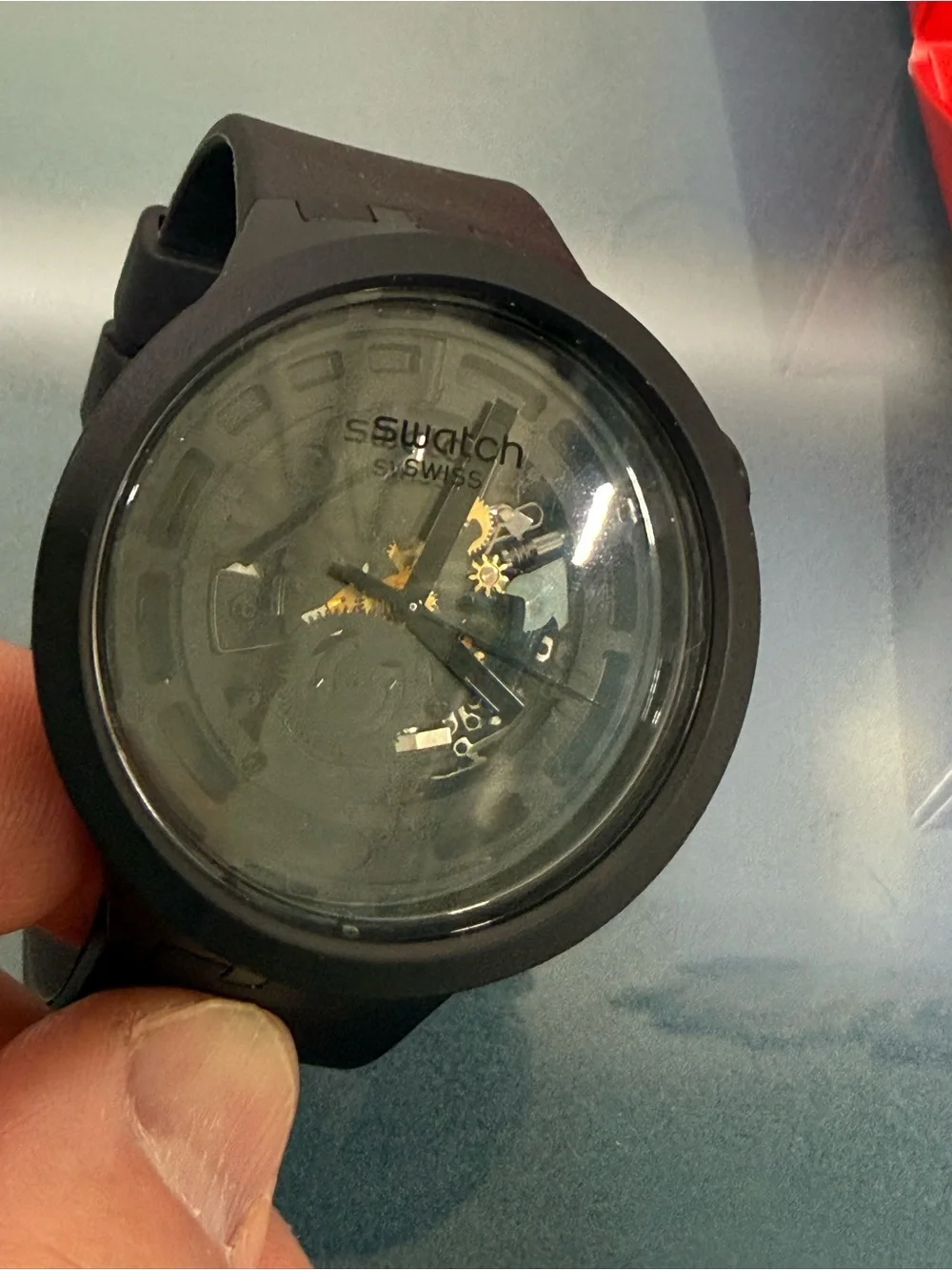Swatch 47mm Bioceramic Big Bold C-BLACK Quartz SB03B100 Watch Brand New Open Box
